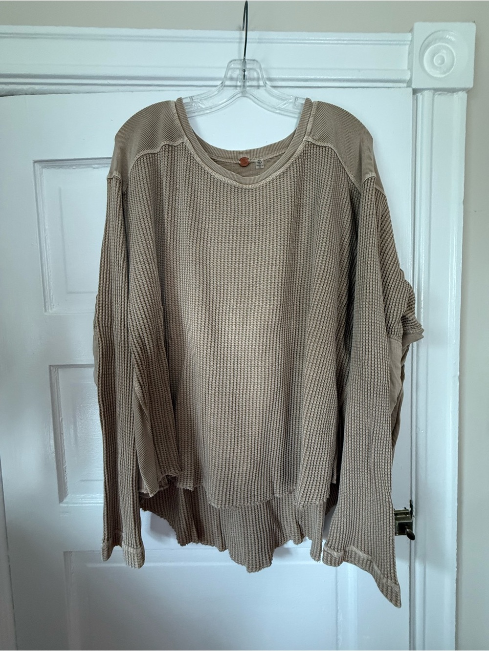 Free People Beige Waffle Knit Thermal